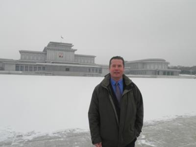 Snowy day at the Kumsusan Memorial Palace