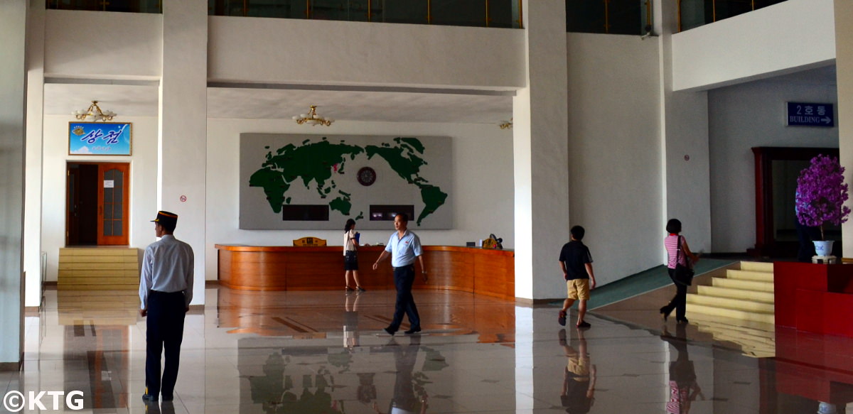 Changgwangsan Hotel Reception. This hotel is located in downtown Pyongyang, close to major spots such as the ice rink and Ragwon department store