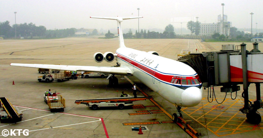 Air Koryo plane about to fly to Pyongyang capital city of North Korea. Trip arranged by KTG Tours