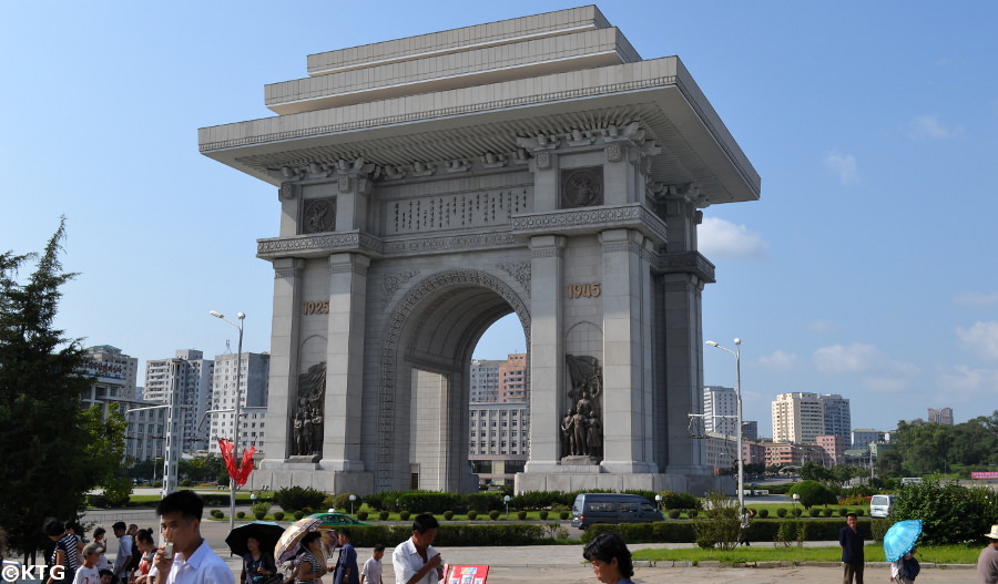 Arch of Triumph in Pyongyang North Korea with KTG Tours in the summer on our Liberation Day Tour