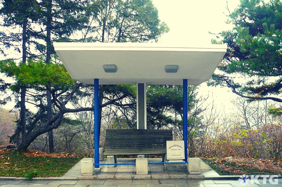 Bench where President Kim Il Sung sat, Hamhung, capital of South Hamgyong Province, North Korea (DPRK)