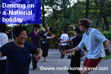 Dancing with North Koreans on the DPRK National Day. We usually join locals for the DPRK National Day