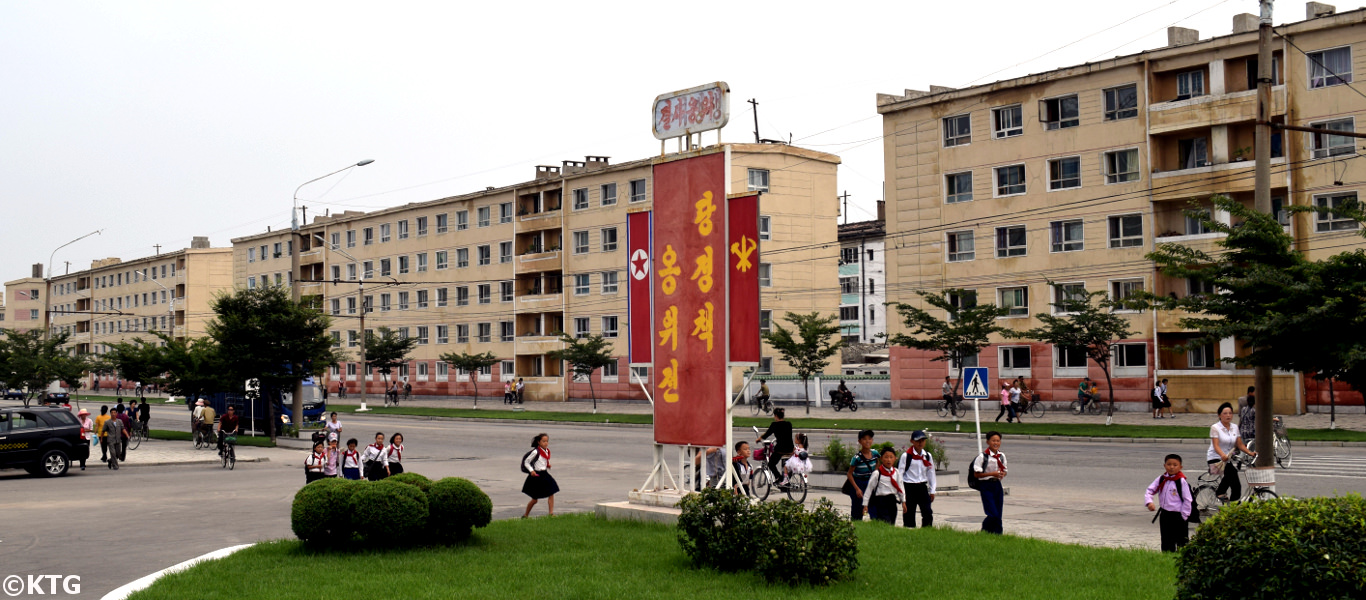 Views of downtown Hamhung, second largest in North Korea, from the Sinsunhang Hotel, South Hamgyong province, North Korea (DPRK). Trip arranged by KTG Tours