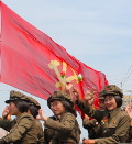 Bandiere della Corea del Nord, parata militare Corea del Nord