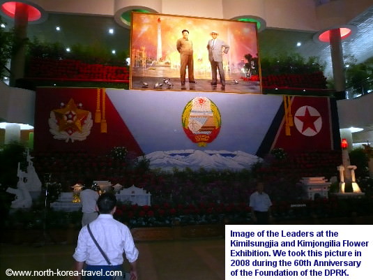 Kimilsungia Blume und Kimjongilia Blume in Pjöngjang Hauptstadt von Nord-Korea