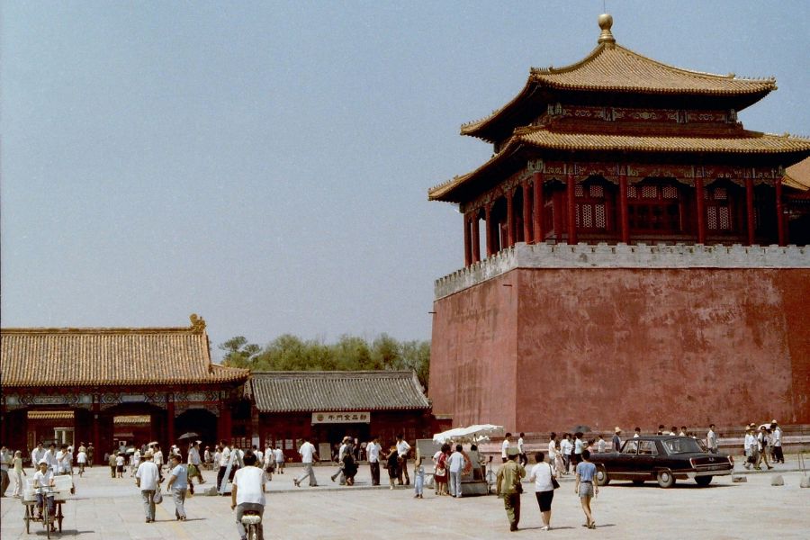 Foto antigua de la ciudad prohibida China en Beijing, Pekin, China