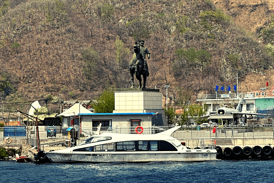 Bronze statue of General Peng De Huai in Hekou village, near Dandong, China. Visit Dandong, the door to the DPRK (North Korea)