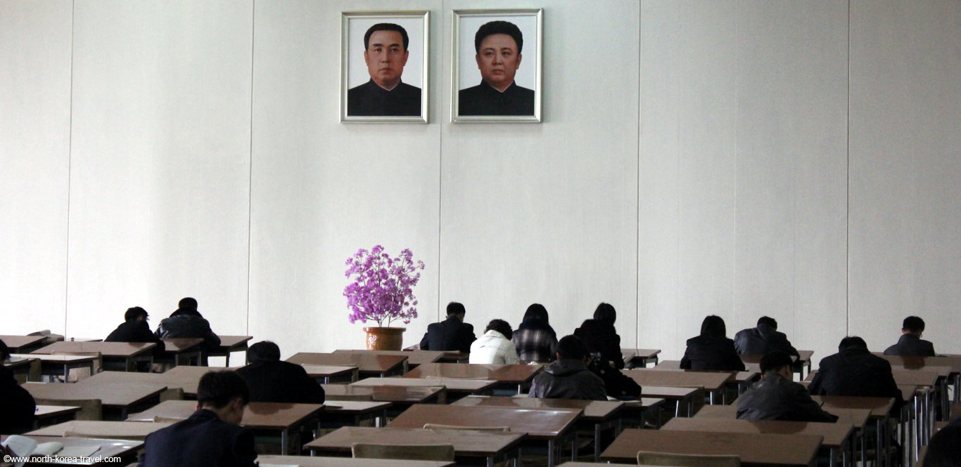 Students at the Grand People's Study House in Pyongyang