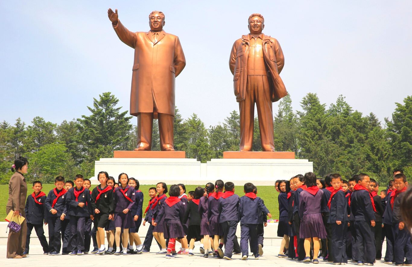 Grand Monuments of Leaders Kim Il Sung and Kim Jong Il in Hamhung, North Korea (DPRK), with KTG Tours