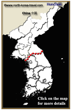 Imagen de un mapa mostrando la ubicación de Hunchun en Yanbian, provincia de Jilin, China