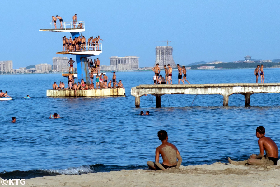 North Korean children at the Songdowon beach in Wonsan city, DPRK, North Korea. Trip arranged by KTG Tours