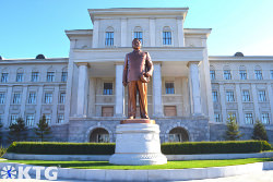 Statue of Chairman Kim Jong Il at Kim Il Sung University in Pyongyang North Korea