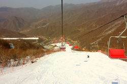 Slope at the Masikryong ski resort in North Korea, DPRK. Trip arranged by KTG Tours
