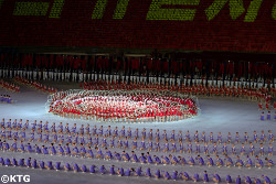 Mass Games in Pyongyang, the capital city of North Korea. Trip arranged by KTG Tours