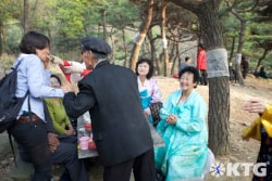 Locals celebrtaing holidays in Moranbong Park in Pyongyang North Korea