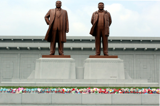 Grand Monuments in Sinuiju, capital of North Pyongyan province in North Korea (DPRK). It is just across from Dandong in China. Trip arranged by KTG Tours