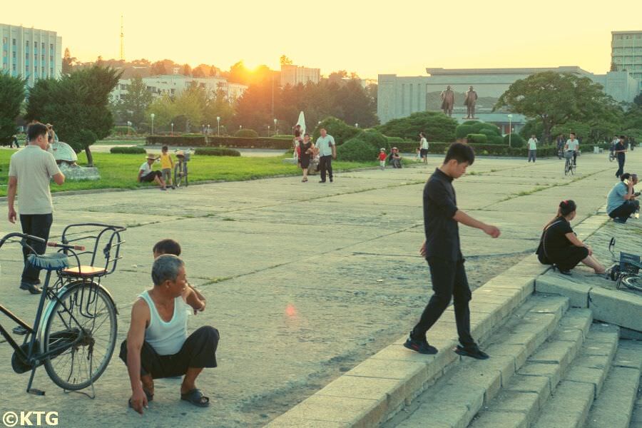 Locals walking in Wonsan, North Korea (DPRK). Trip arranged by KTG tours