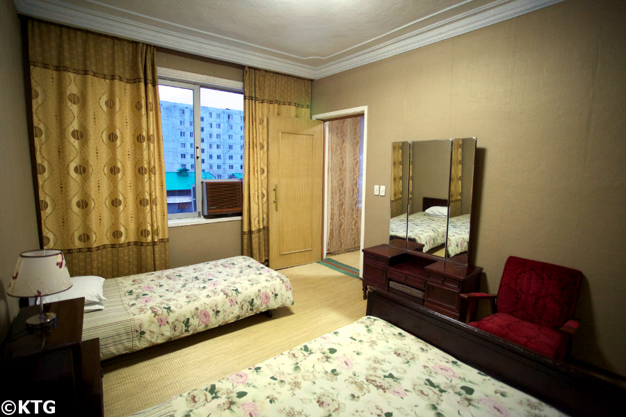 Hotel room at the Jangsusan Hotel in Pyongyang city, capital of South Pyongan province, DPRK (North Korea). Picture taken by KTG Tours