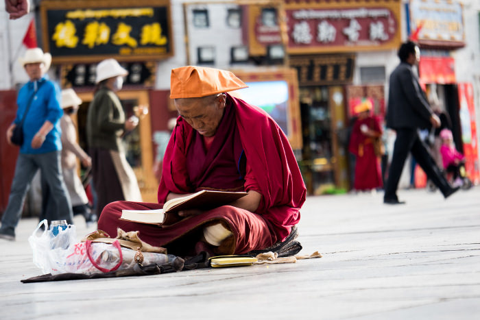 Pilgrims around Jokhang Temple in Lhasa, Tibet, China