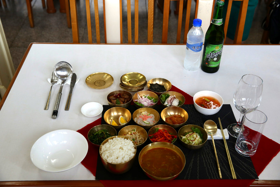 Pansangi meal in Kaesong. This consists of many dishes and used to be served to royalty in feudal Korea. The higher the number of dishes the higher the status of the person eating them! Visit Kaesong city in North Korea (DPRK) with KTG Tours. Kaesong is close to Panmunjom in the DMZ