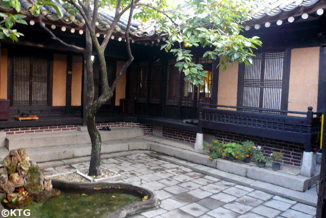 Courtyard of the Kaesong Folk Hotel in North Korea. The Minsok Hotel is in the old part of Kaesong city and since 1989 has been used to lodge both North Korean and foreign tourists. Trip arranged by KTG Tours