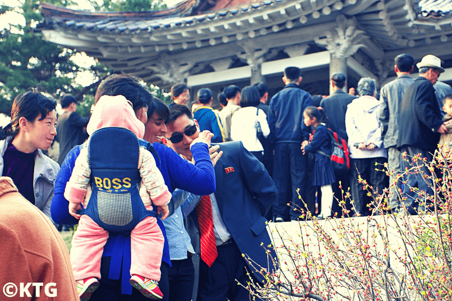 KTG traveller in Pyongyang on the Birthday of Presdient Kim Il Sung, 15 April, North Korea (DPRK)