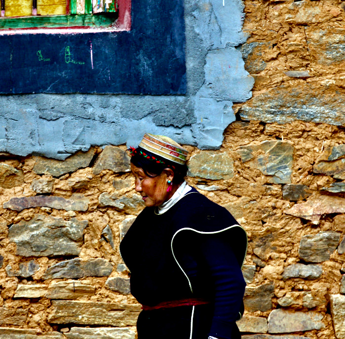 tibetan lady in Nyingchi in eastern Tibet, China.