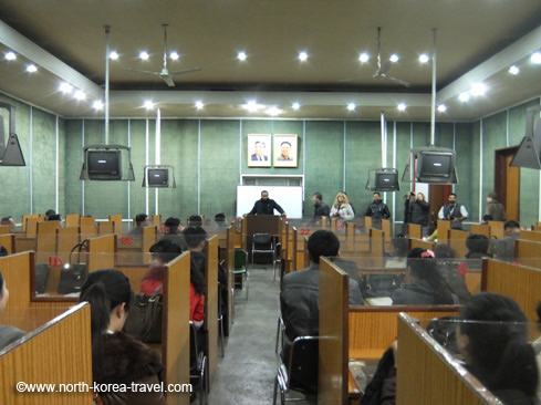 Brief lecture given by one of our travellers at the Grand People's Study House in Pyongyang