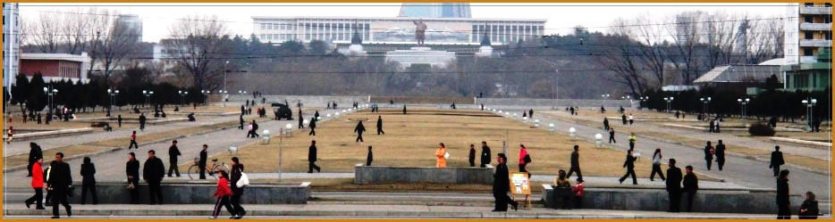 View of Mansudae Grand Monument in Pyongyang