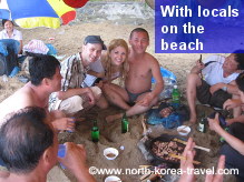North Koreans at the beach with KTG travellers on the east coast of DPRK