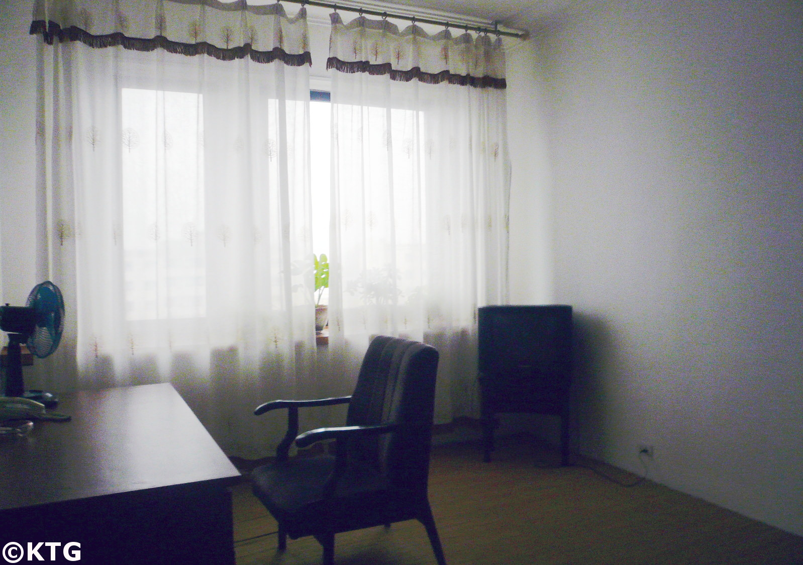 Office in a first class room at the Sinsunhang hotel in Hamhung, North Korea (DPRK). Picture taken by KTG Tours