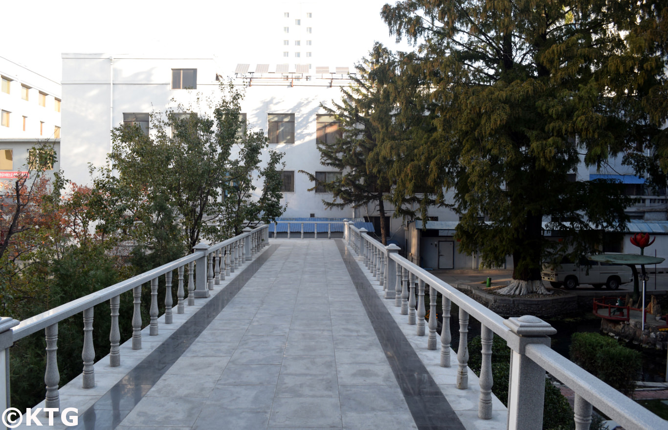 outdoors section of the Pyongyang Hotel in North Korea. People have barbecues at this centrally located second class hotel