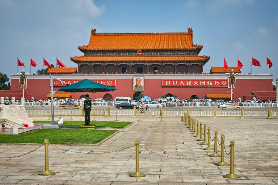 Plaza de Tiananmen y la ciudad prohibida en Pekin, Beijing, China