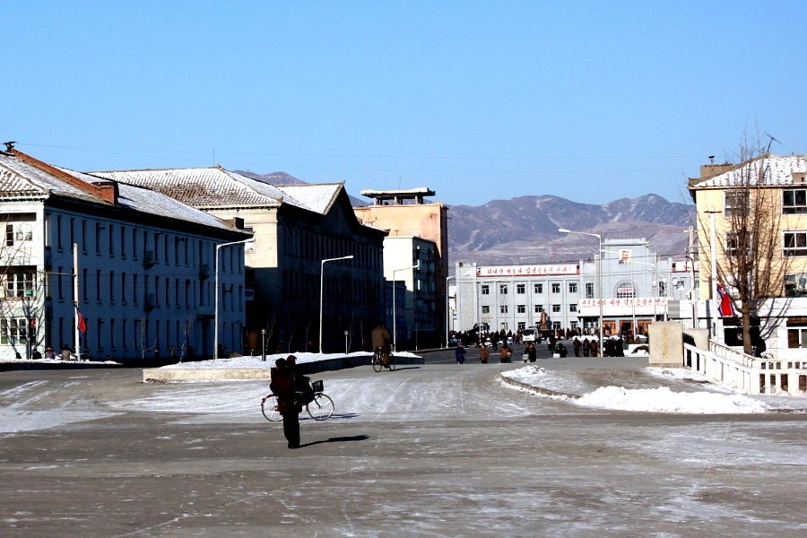 Sariwon train station seen from the March 8 Hotel in Sariwon city, North Korea. Picture taken by KTG
