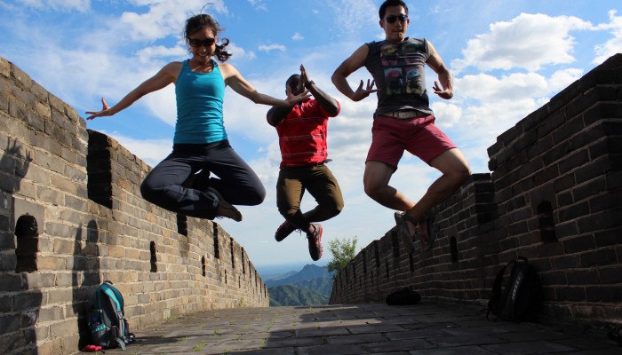Viajeros en la seccion de la Gran Muralla China de Mutianyu, Pekin, Beijing