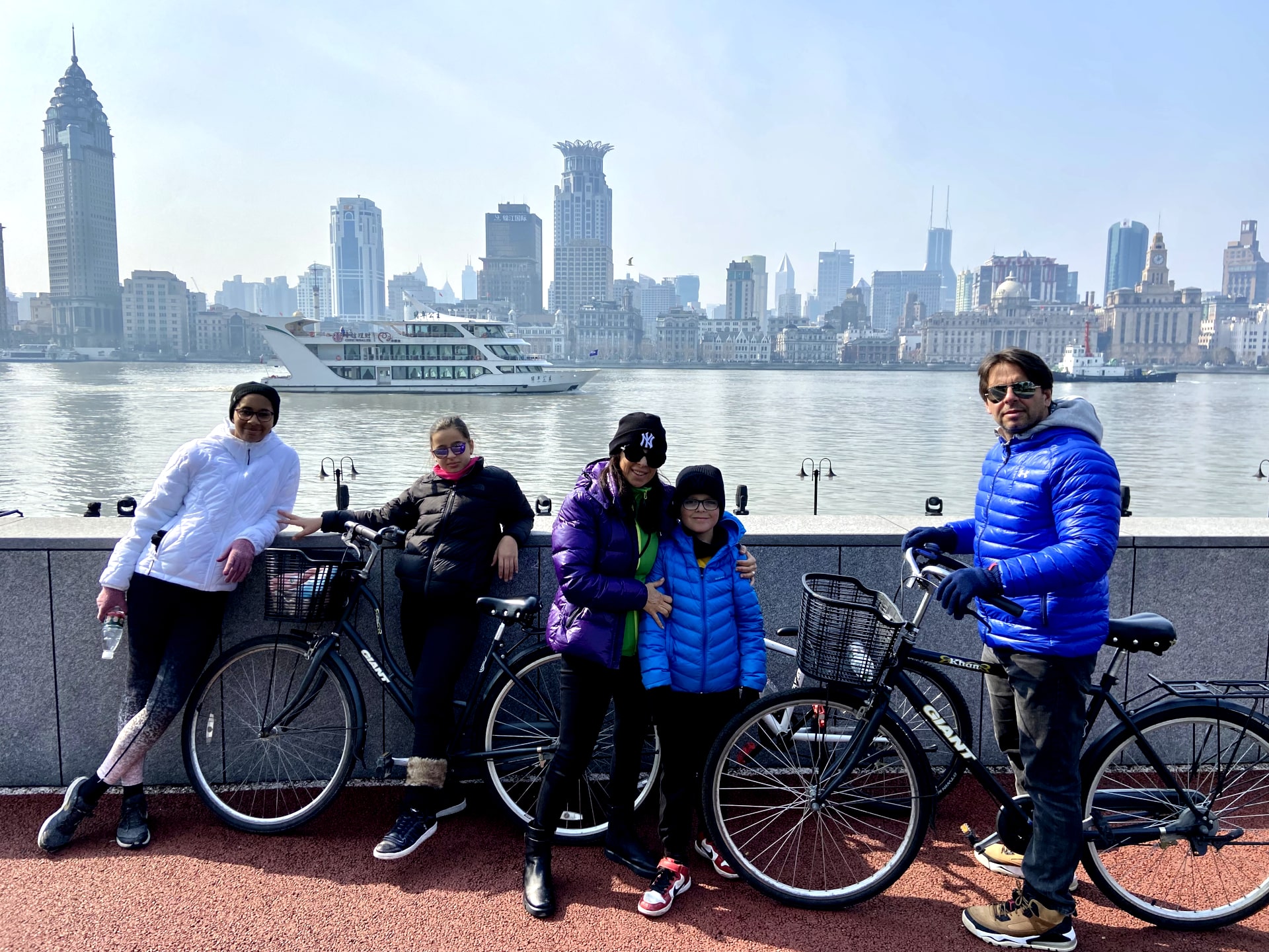 The Bund in Shanghai seen from a bike tour, China