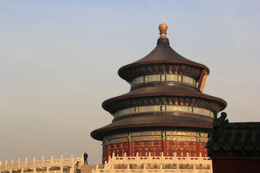 Edificio principal del templo del cielo en invierno, Pekin, Beijing, China