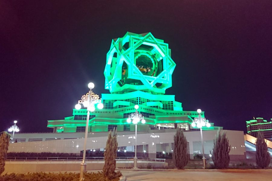 Wedding Palace at night in Ashgabat capital Turkmenistan