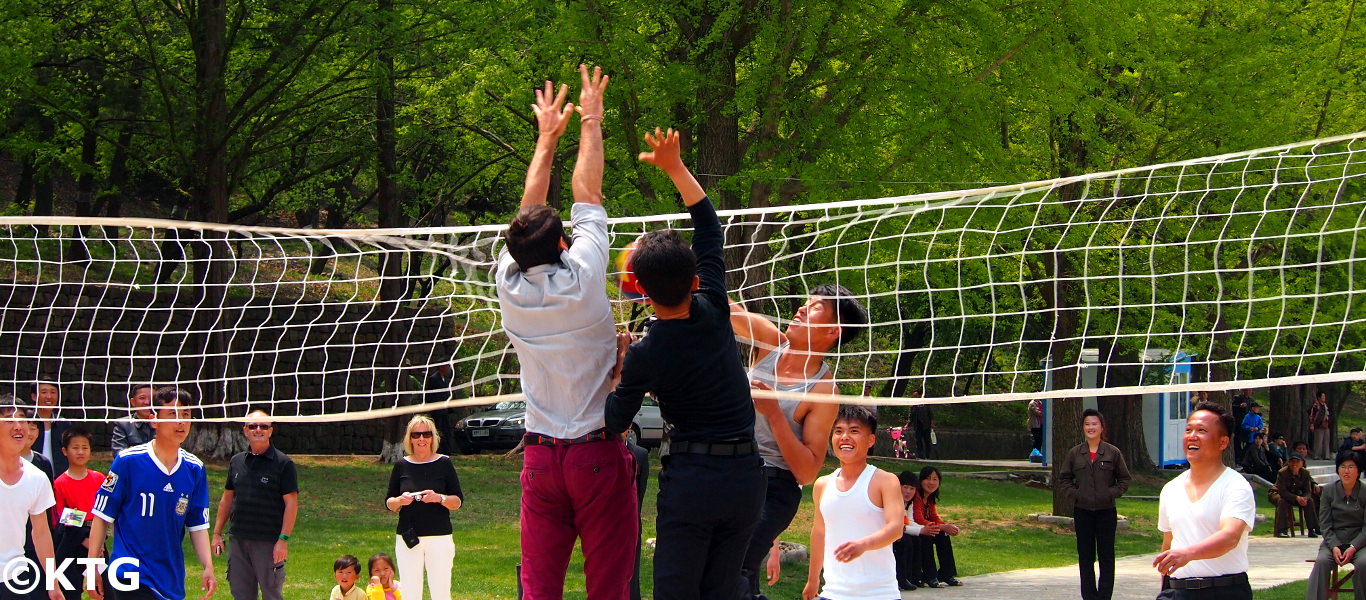 Volleyball game with locals in North Korea