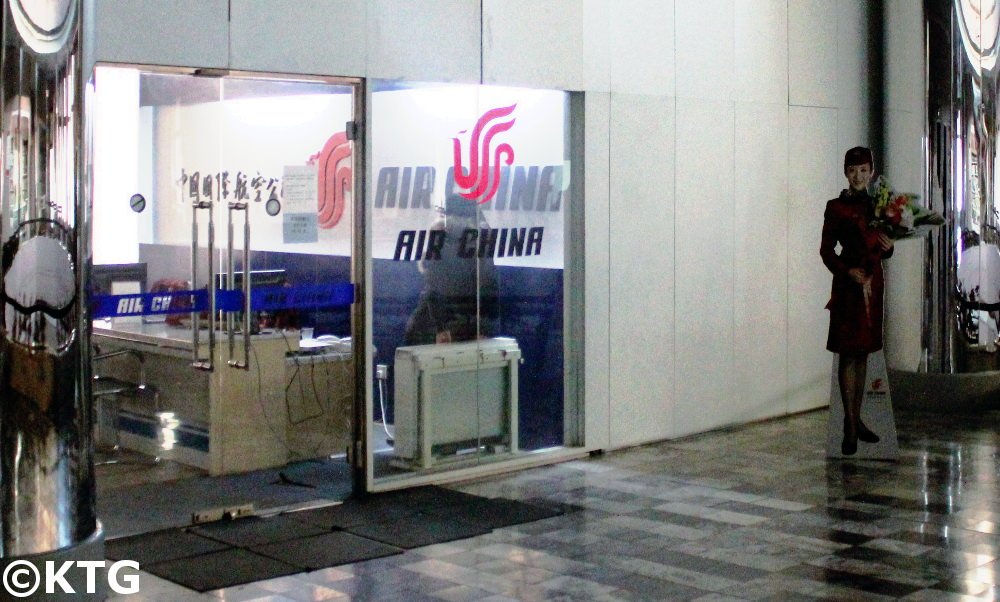 Air China offices at the Youth Hotel in Pyongyang, North Korea