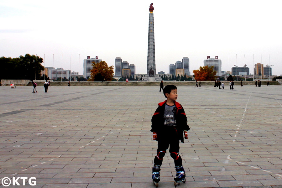 Child roller skating at Kim Il Sung Square, Pyongyang, North Korea. Picture taken by KTG Travel