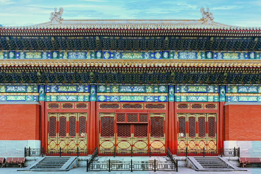 Preciosa fachada en la ciudad prohibida, Pekin, Beijing, China