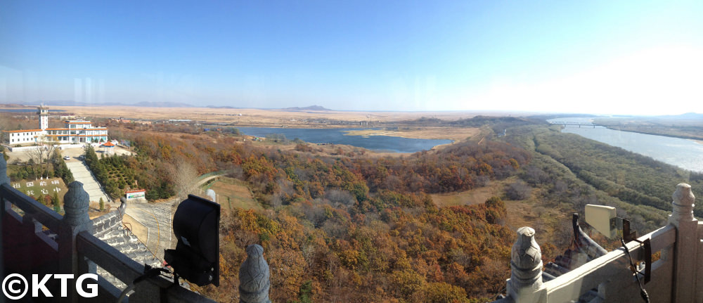 Punto de encuentro fronterizo de China, Corea del Norte (RPDC) y Rusia visto desde Fangchuan cerca de la ciudad de Hunchun en la prefectura autónoma coreana de Yanbian en la provincia de Jilin en China