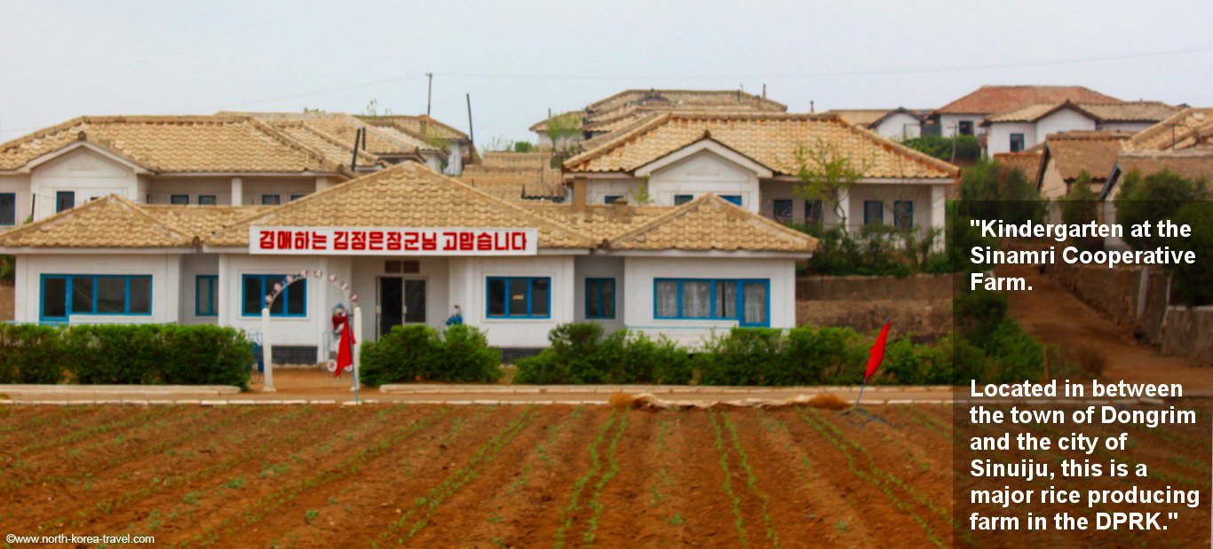 Granja cerca de la ciudad de Dongrim. Ofrecemos viajes de un día a Corea del Norte en la ciudad de Sinuiju