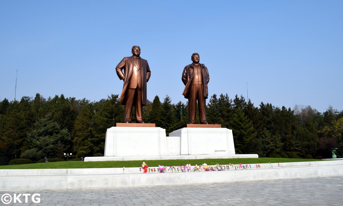 Monuments of the Great Leaders of North Korea, President Kim Il Sung and Chairman Kim Jong Il, in Nampo city (DPRK)