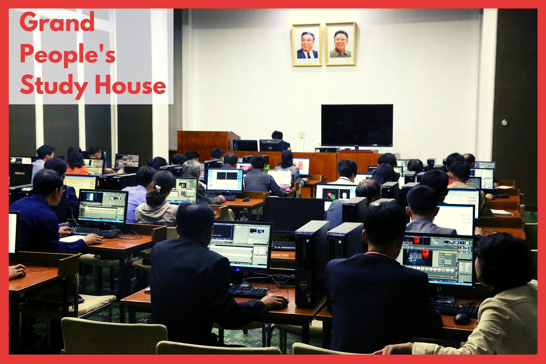 Lesson at the Grand People's Study House in Pyongyang, North Korea. Picture taken by a KTG traveller. The Grand People's Study House is a study centre and library. Lessons and lectures are held here for workers, students, etc