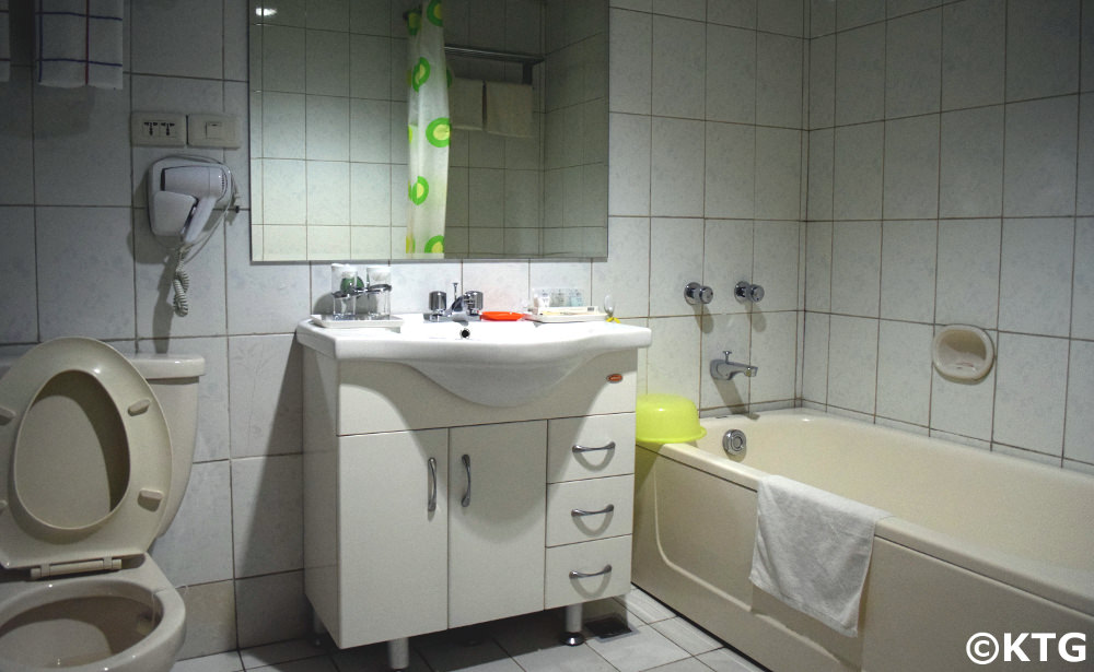 Bathroom at the Haebangsan Hotel in Pyongyang. This is one of the most low budget hotels in the capital of North Korea (officially called the DPRK)