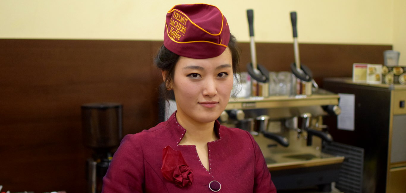 Austrian Coffee Shop Helmut Sachers Kaffe by Kim Il Sung Square in Pyongyang, capital of North Korea (DPRK)