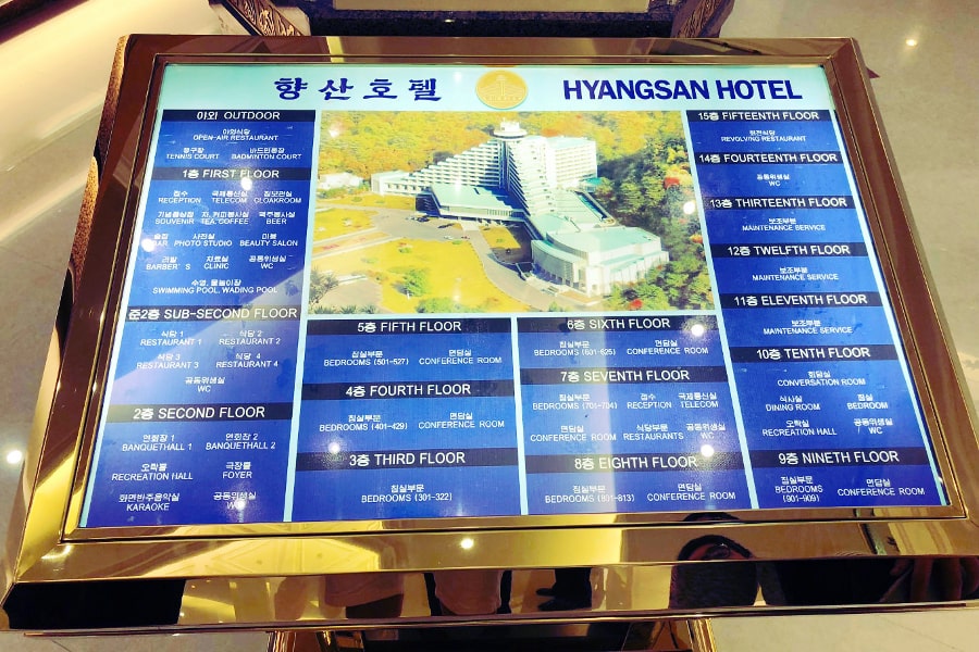 Map of the Hyangsan Hotel in North Korea in Mount Myohyang, DPRK