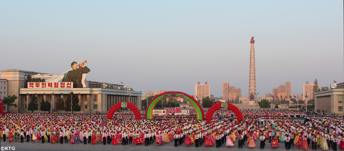 Mass Dances in Kim Il Sung Square right at the heart of Pyongyang